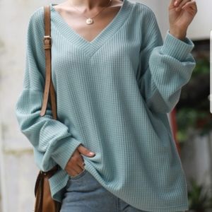 Waffle Knit long sleeve sweater